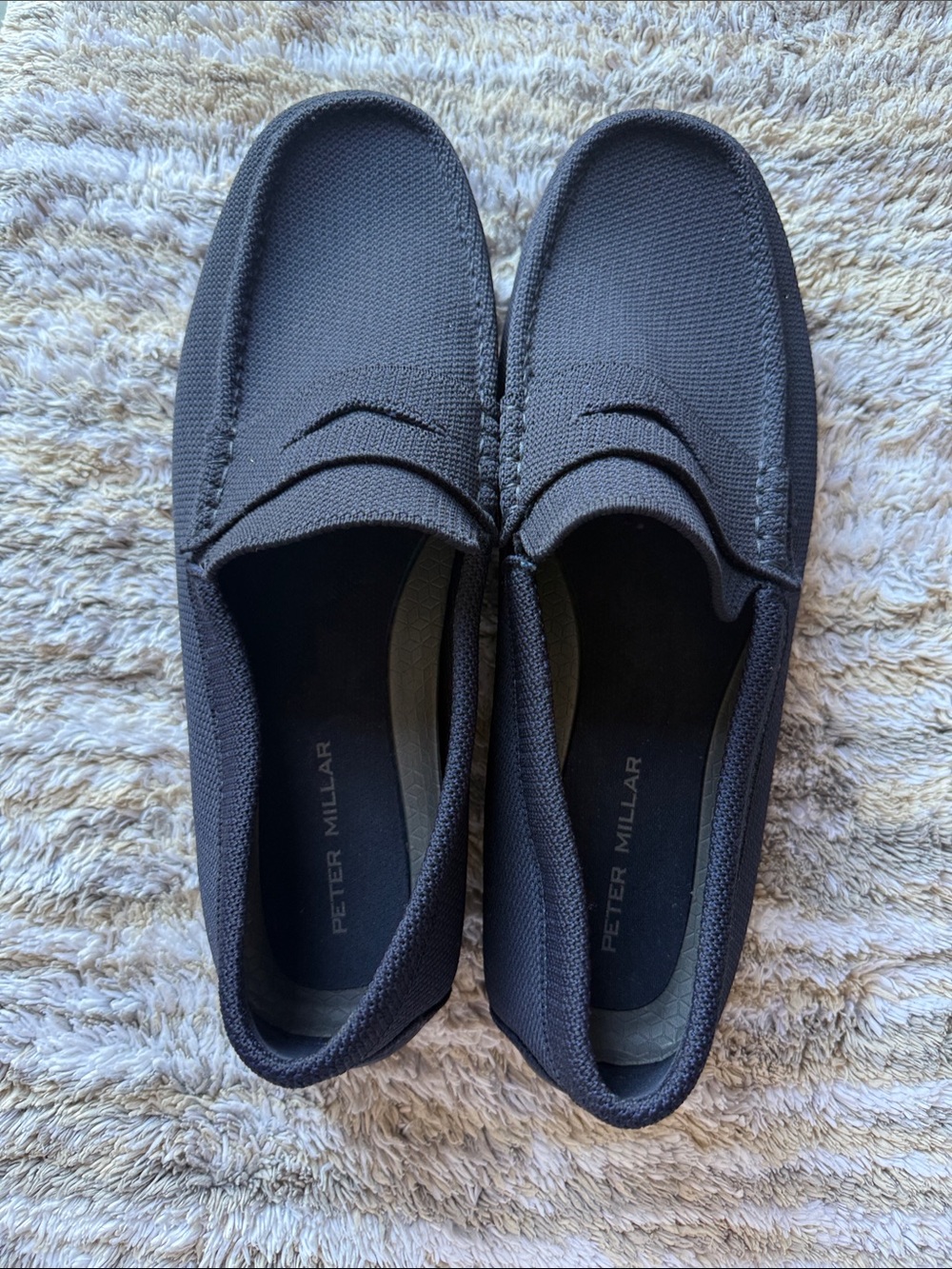 Peter Millar Men's Black Knit Quiet Luxury Slip-On Loafers